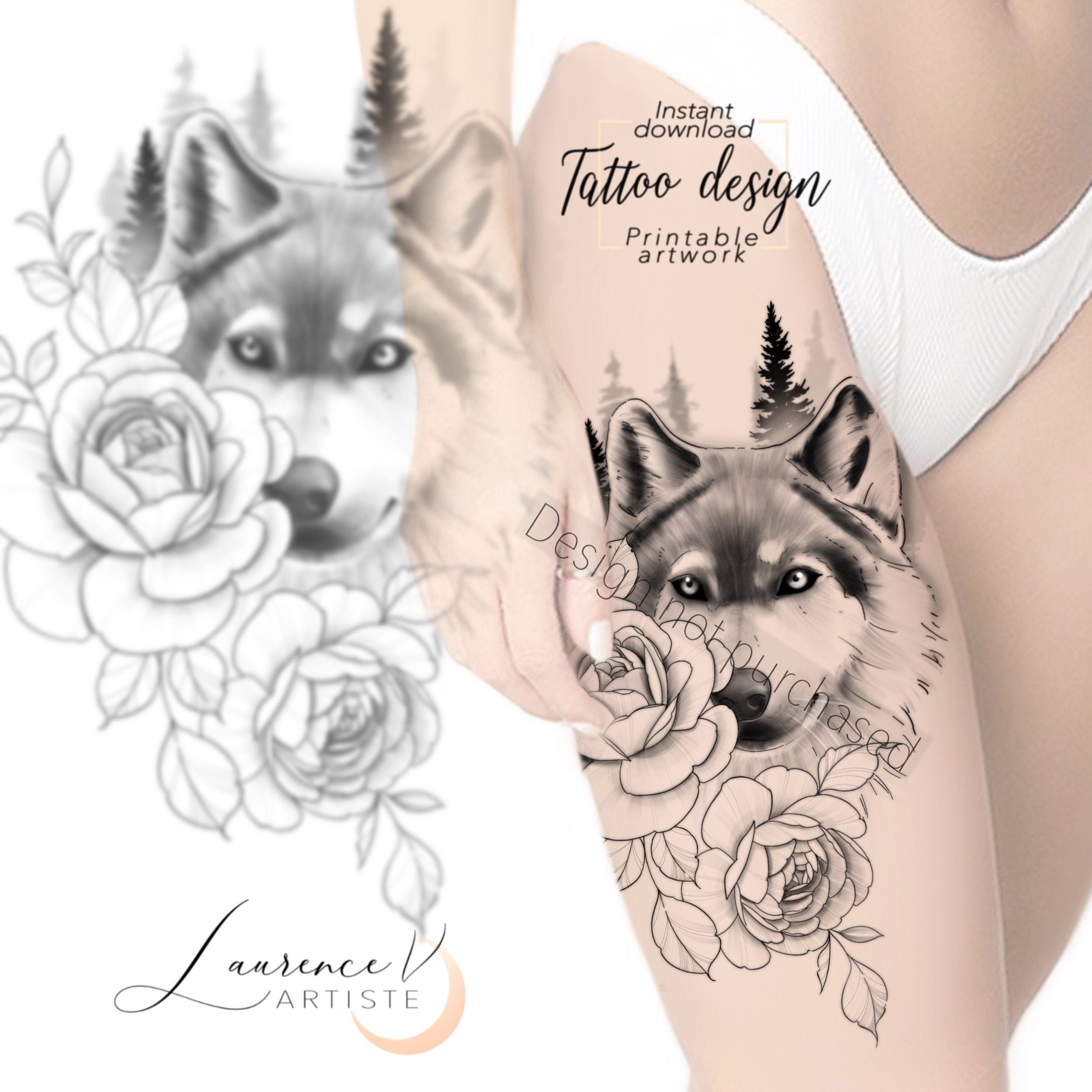 Diseño de tatuajes Descarga instantánea Bosque de lobos y - Etsy México