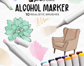 Alcohol Markers Procreate Brushes | Procreate Copic Brushes | Procreate Fineliner Texture Manga Comic Brushes | Ink Procreate Brushes