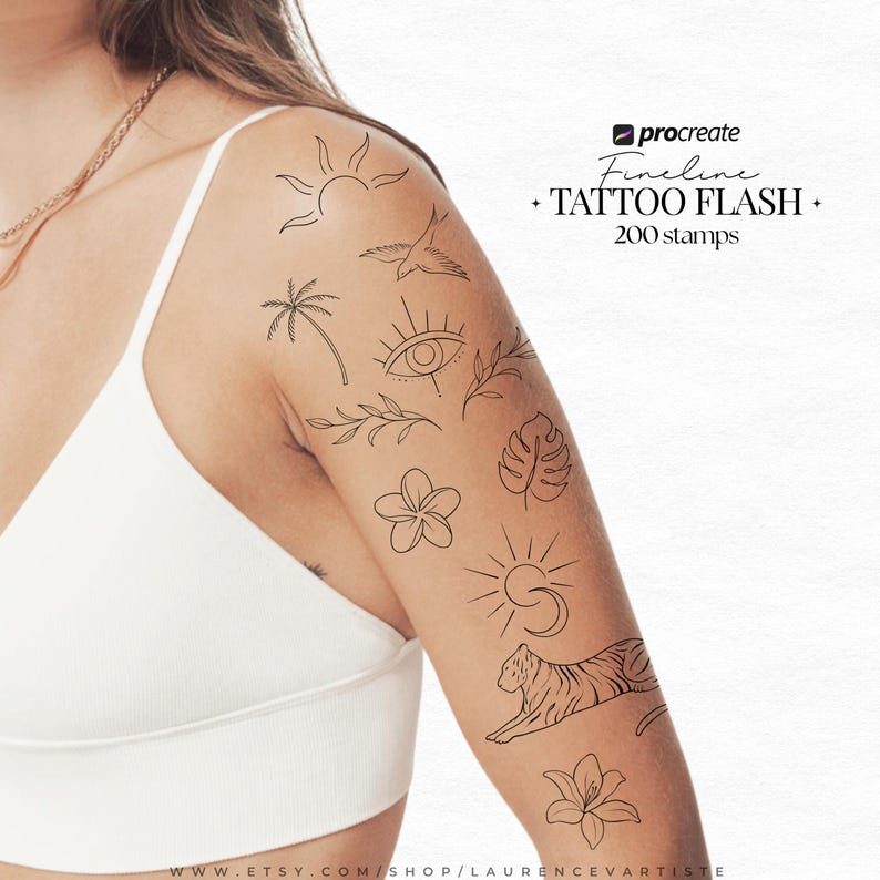 200 Procreate Flash Tattoo Stamps | Procreate Tattoo Brushes Set ...