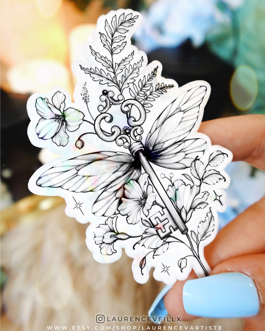 Holographic Sticker Flying Key Hogwart School of Wizard Wall Car Laptop