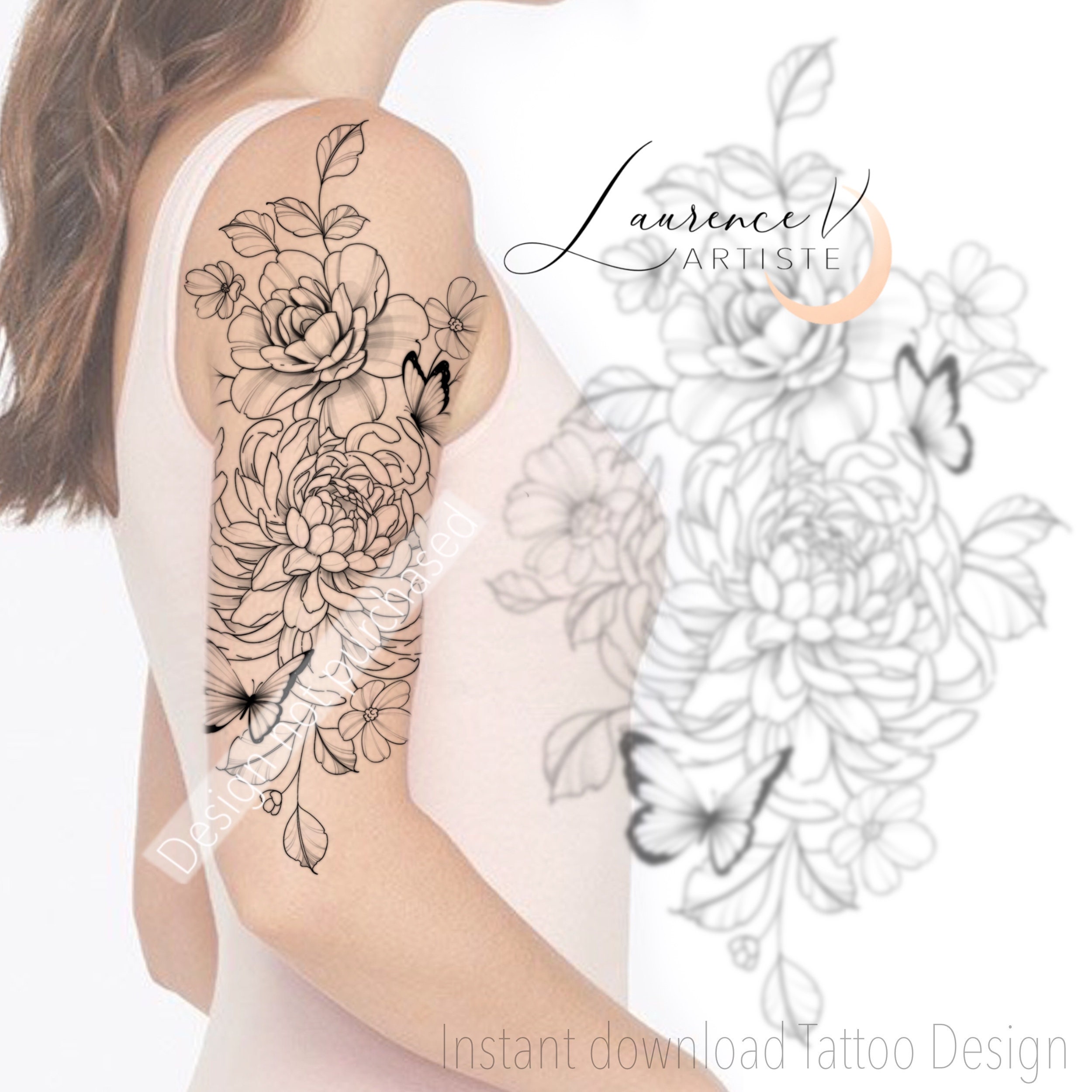 Dahlia Tattoo - Etsy Dahlia Tattoo - Etsy