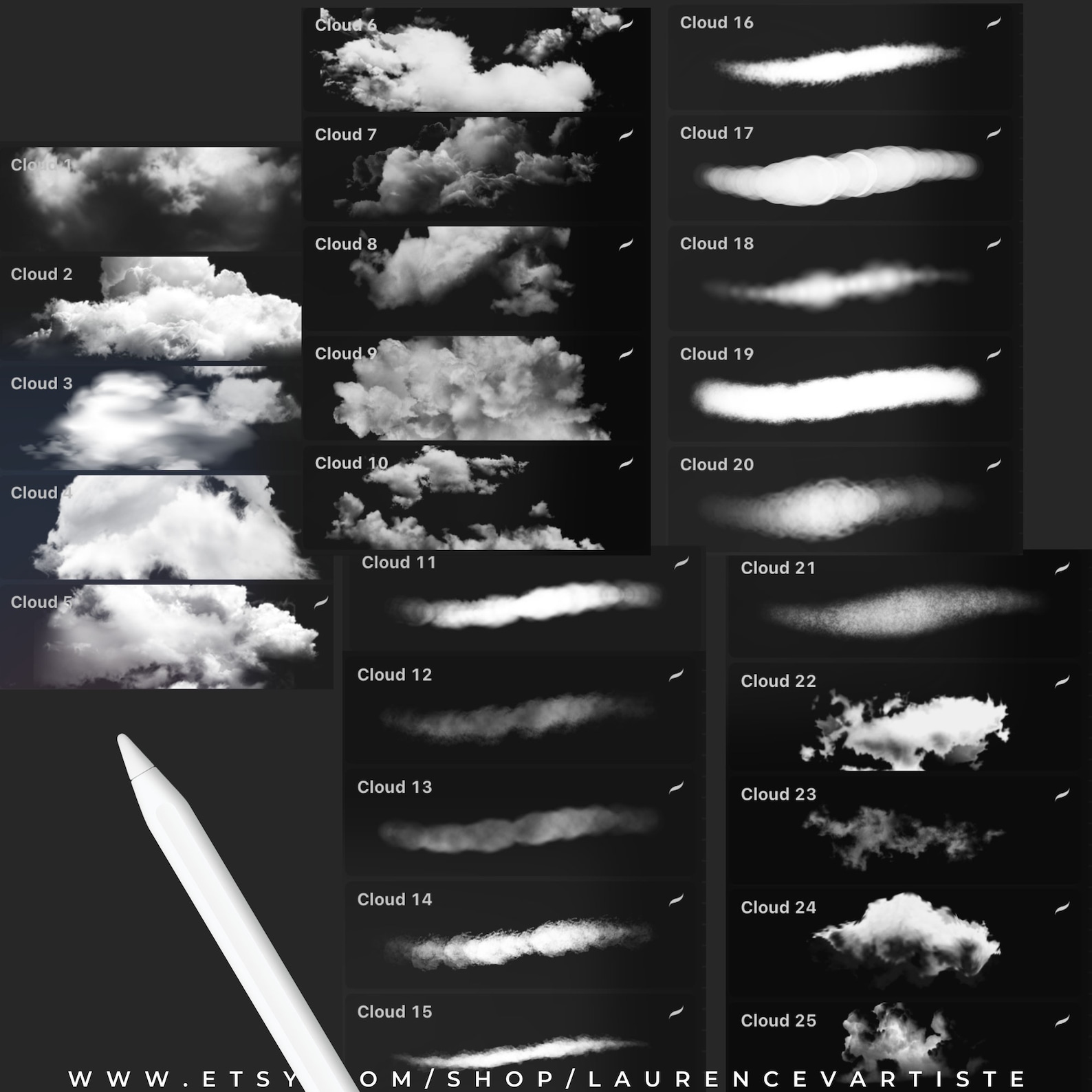 Procreate Brushes | Cloud Texture Effect Stamp Brush | Sky Sunset ...