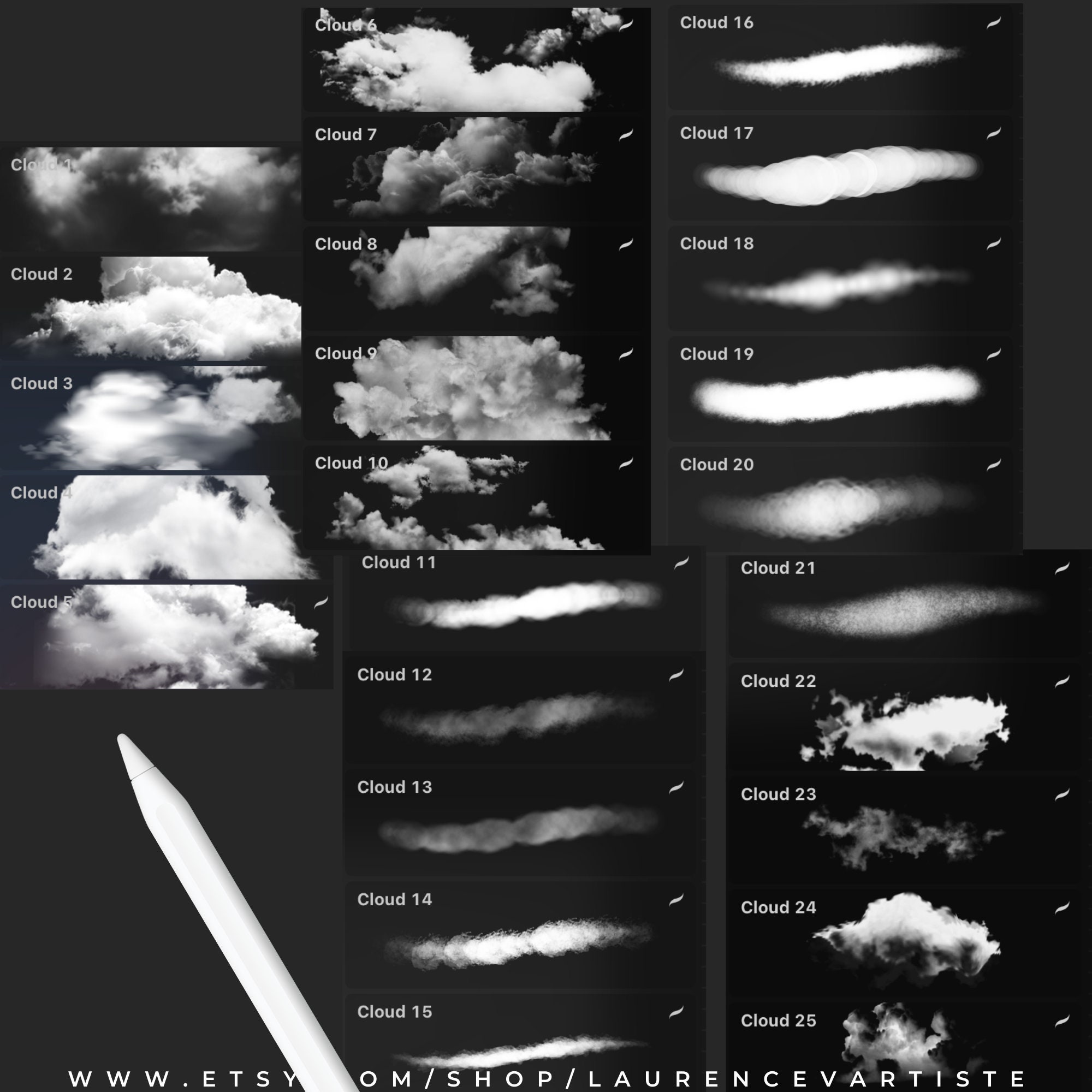 Procreate Brushes | Cloud Texture Effect Stamp Brush | Sky Sunset ...