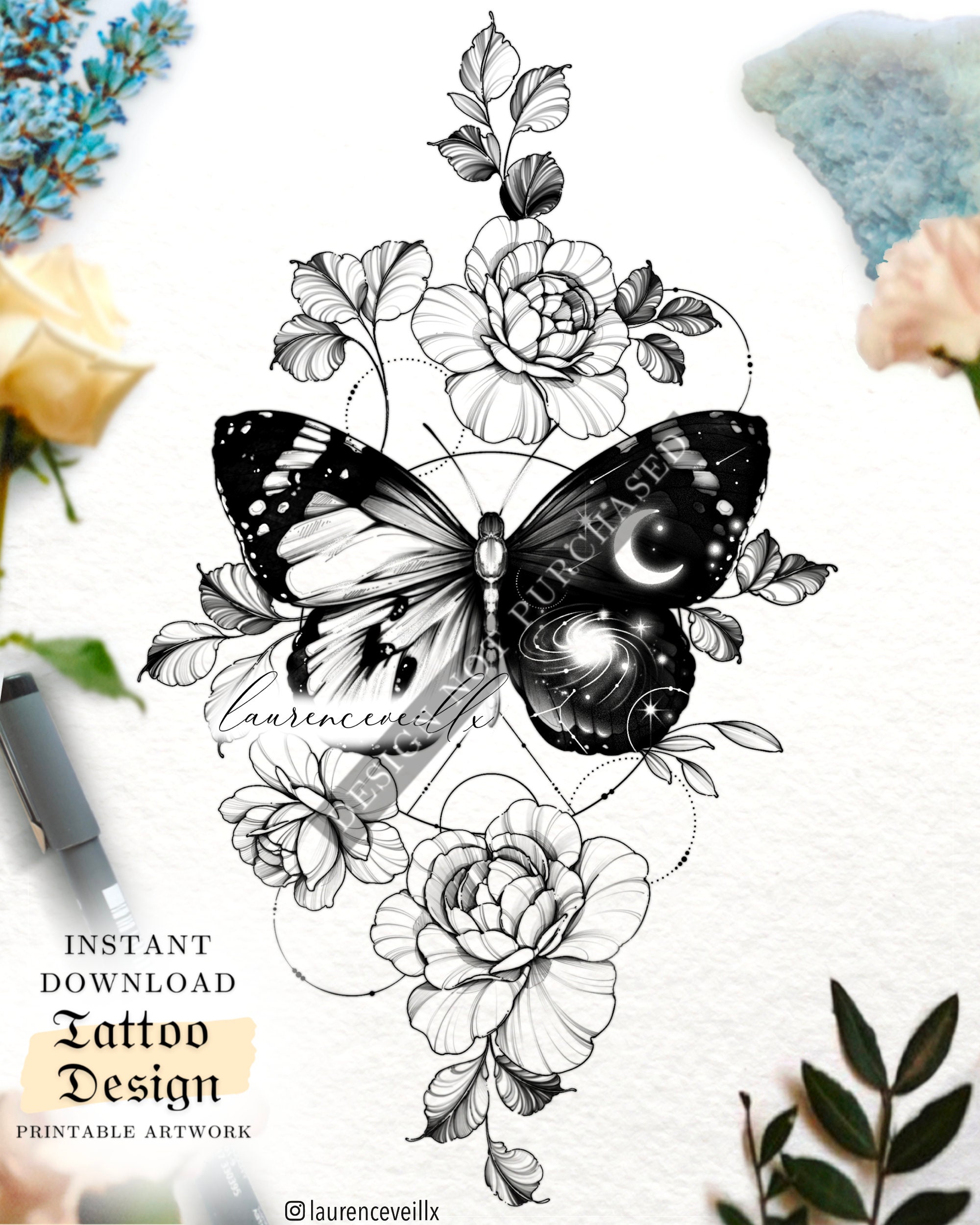 Tattoo Design for Women Tattoo Drawing Stencil Outline - Etsy Tattoo Design for Women Tattoo Drawing Stencil Outline - Etsy