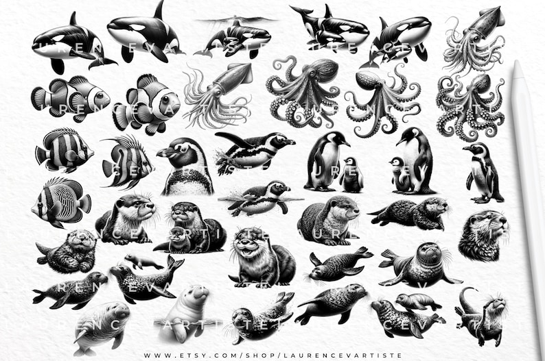 Sea Animal Procreate Brushes Tattoo Stamps | Realism Drawing Tattoo ...