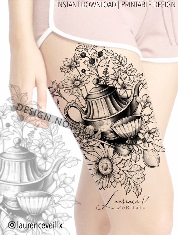 Instant Download Tattoo Design Tea-pot Tea Cup and - Etsy Australia