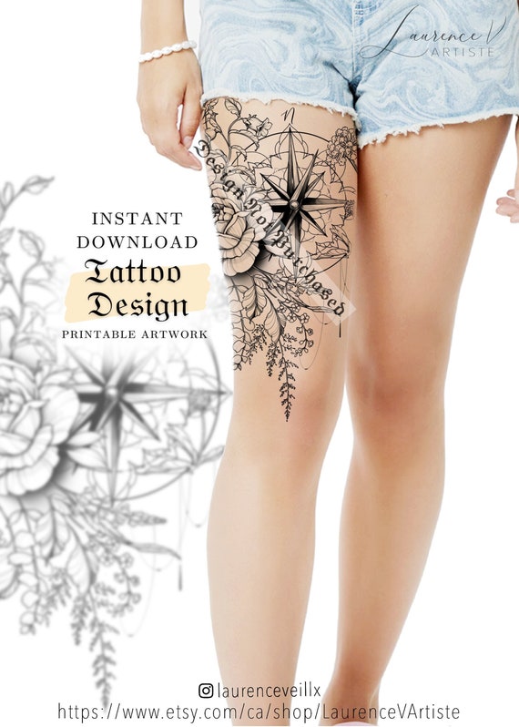 Instant Download Tattoo Design Compass Mandala and - Etsy Instant Download Tattoo Design Compass Mandala and - Etsy