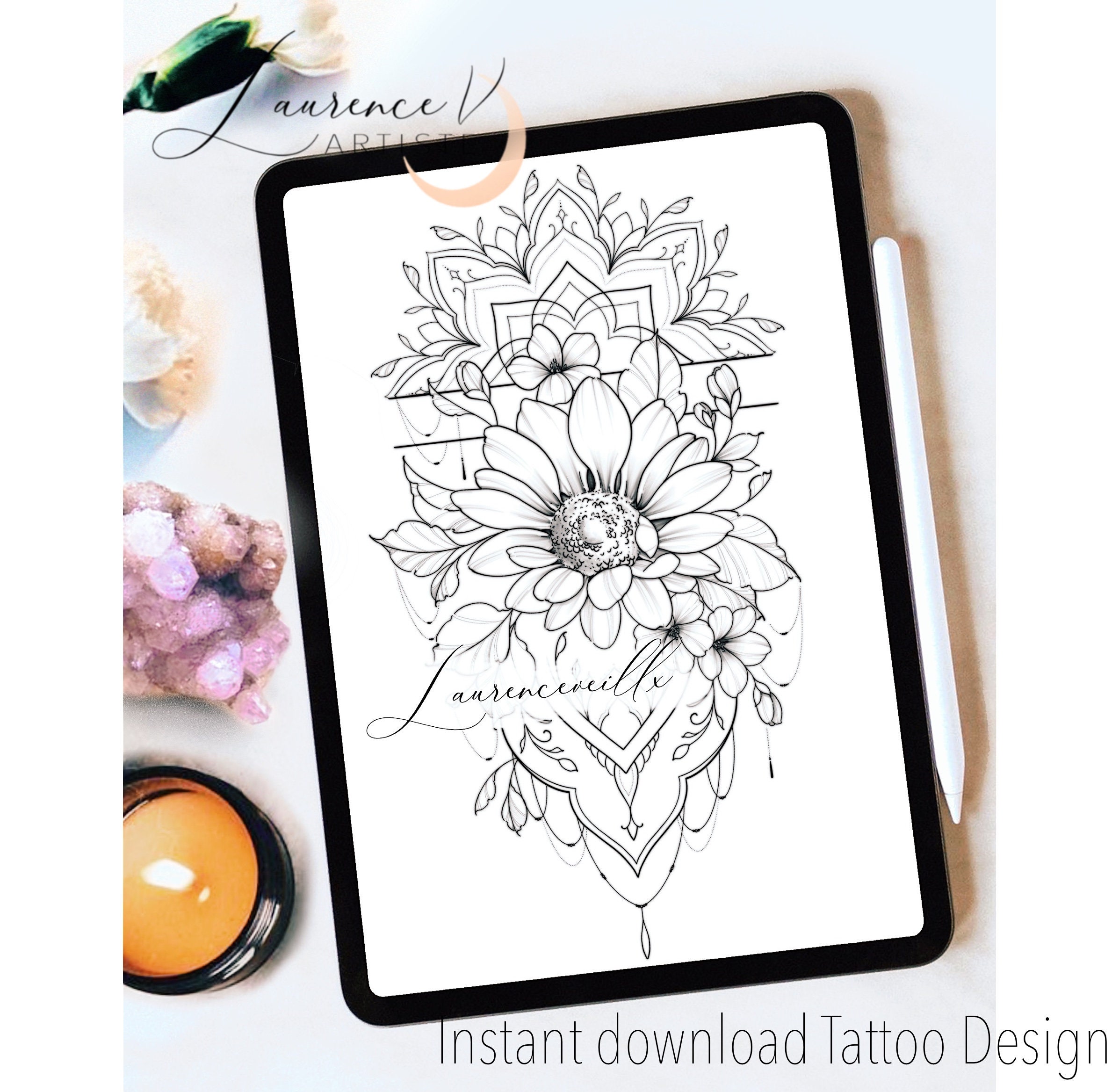 sunflower mandala tattoo by Samantha Herrera 1  KickAss Things
