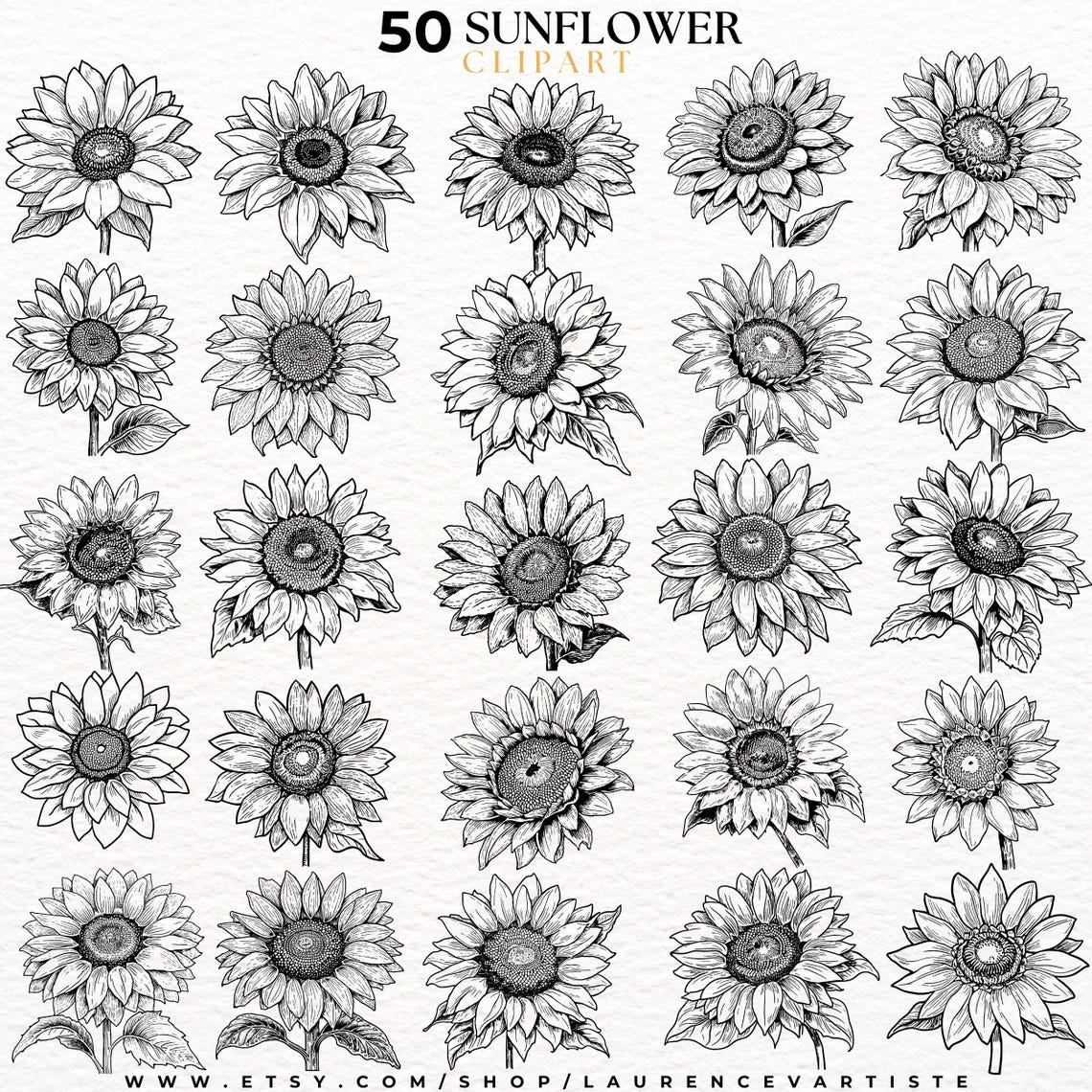 50 Sunflower PNG SVG | Procreate Tattoo Brushes Stamps | Floral ...