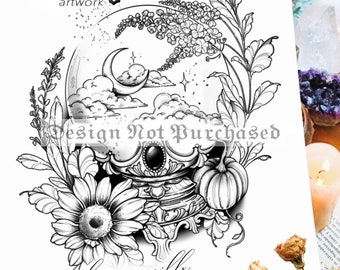 Diseño de tatuajes| Descarga instantánea| Bola de cristal| Plantilla de tatuajes