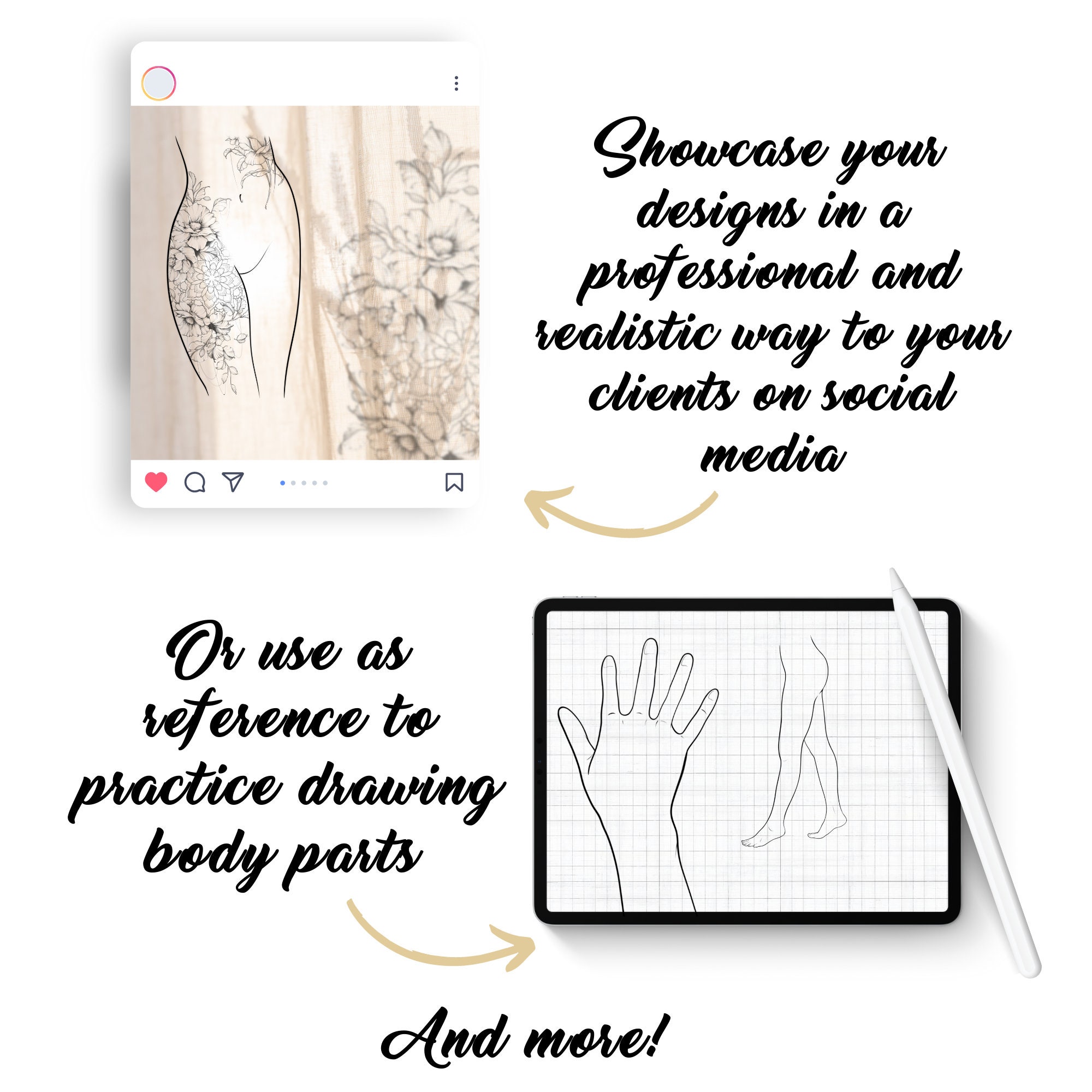 Procreate Brushes | Body Pose Part Stamps and PNG | Female Realistic ...