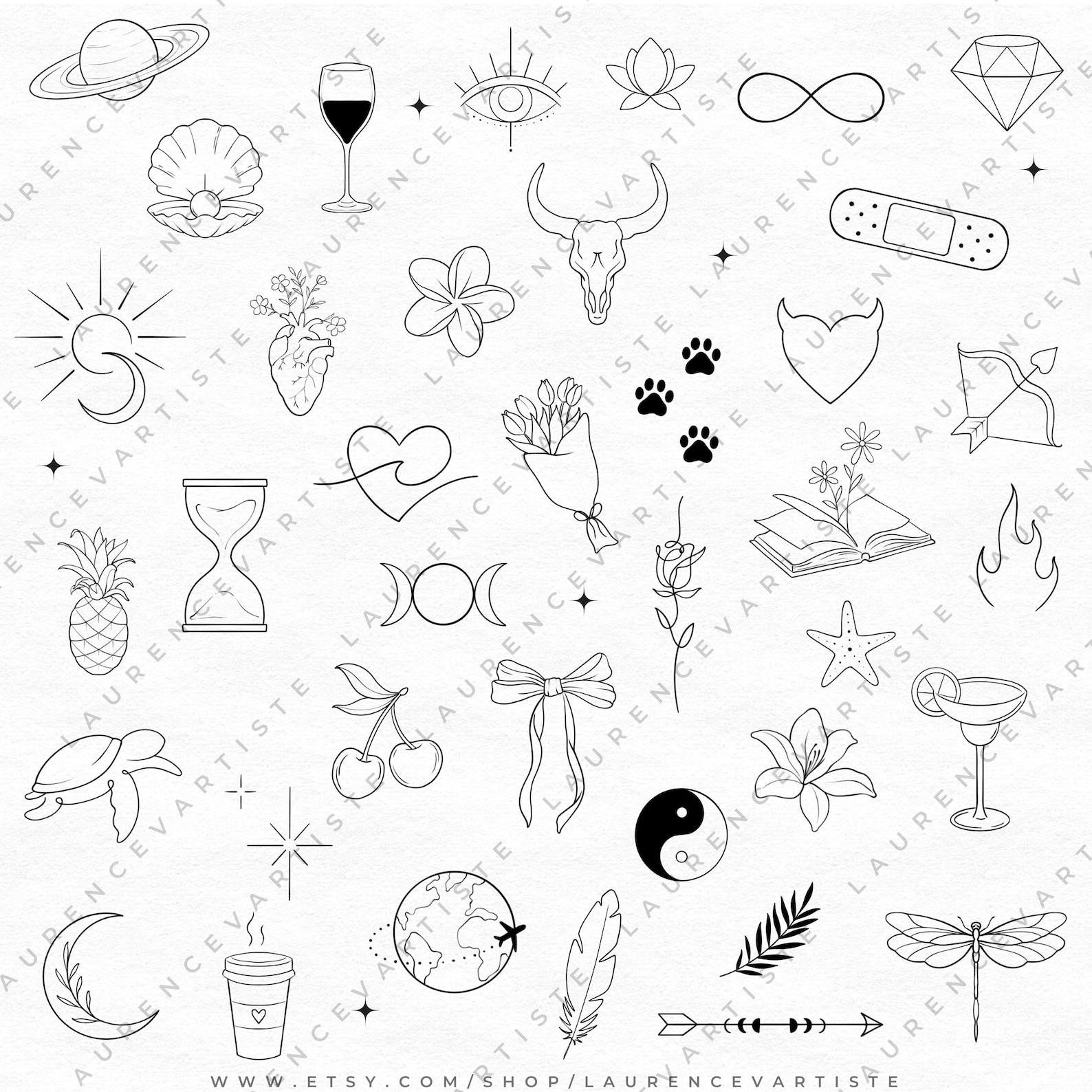 200 Procreate Flash Tattoo Stamps | Procreate Tattoo Brushes Set ...