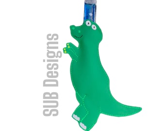 Stickdatei Trex Dinosaurier Eis am Stil im Stickrahmen Stickdatei t-rex rex dino grün icee eisig Lesezeichen Eis am Stil Eis am Stiel