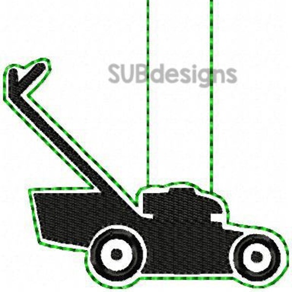 Push mower snap tab design in the hoop embroidery embroider keychain keyfob key chain fob gift man grass cutter weed eater yard lawn tool