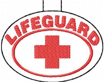 Rettungsschwimmer Schnappverschluss Design im Rahmen Stickerei Schlüsselanhänger Schlüsselanhänger Schlüsselanhänger Name Logo Symbol schwimmen Rettungsschwimmer Sanitäter