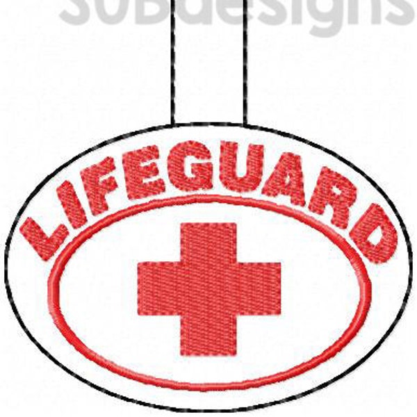 Lifeguard snap tab design in the hoop embroidery embroider keychain keyfob key chain fob name logo symbol swim swimming life guard medic