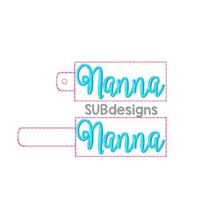 Nanna Snap Tab Design im Rahmen Stickerei Schlüsselanhänger Schlüsselanhänger Schlüsselanhänger Name Oma Oma Mama gigi mimi nana