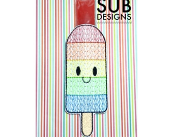 Regenbogen Eis am Stiel Halter Stickdatei