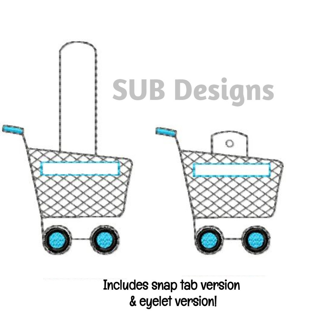 Shopping Cart Quarter Holder Snap Tab Design in the Hoop Embroidery