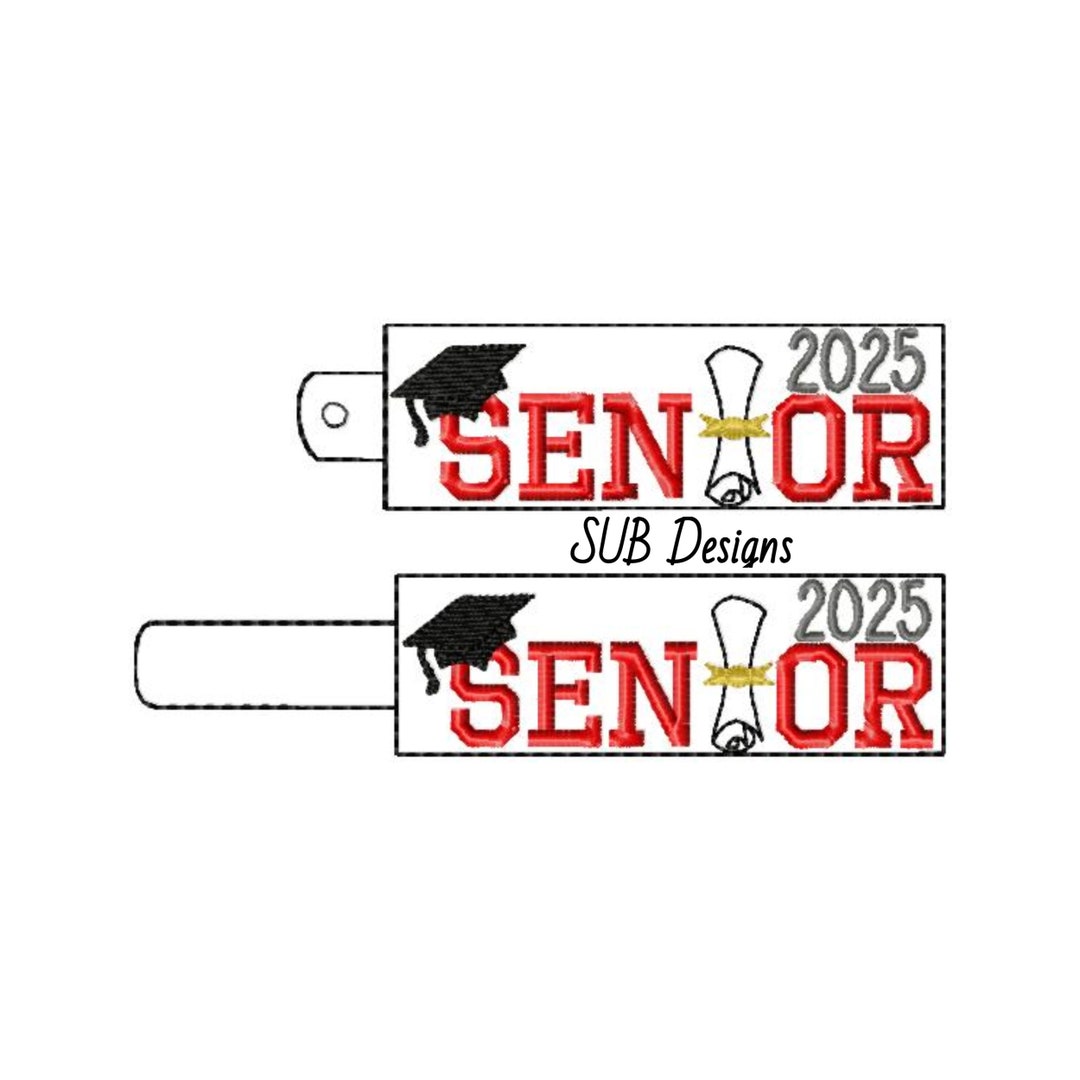 Senior 2025 Hat Diploma Snap Tab Design in the Hoop Embroidery