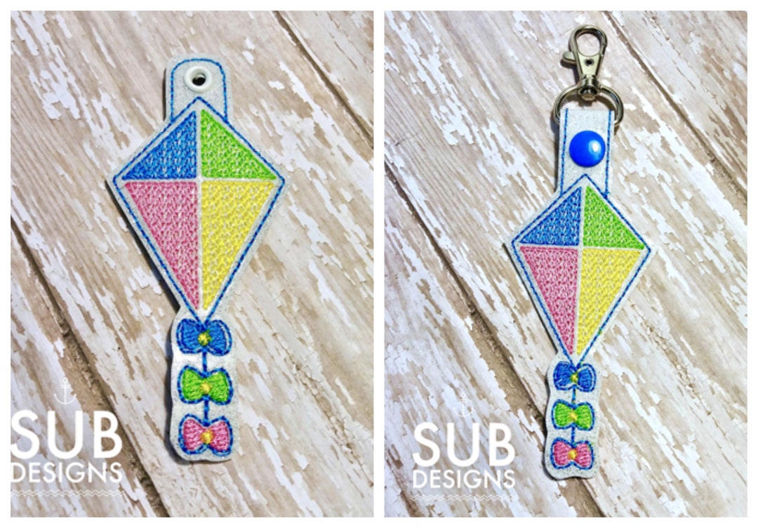 Kite Snap Tab Design in the Hoop Embroidery Embroider Keychain - Etsy