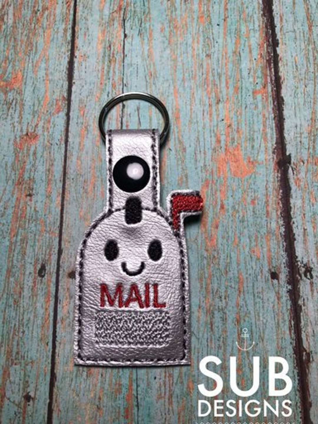 Mail Box Snap Tab Design in the Hoop Embroidery Embroider Keychain Keyfob Key Chain Fob Vinyl
