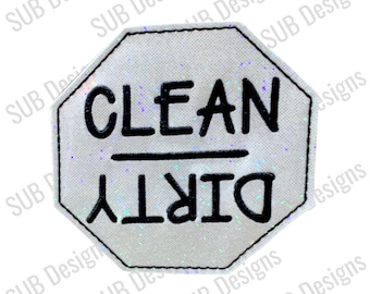 Sauber Dirty Dishwasher Schild Stickdatei (Digitale Datei)