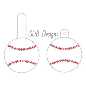 Baseball oder Softball Snap Tab Design im Rahmen, Stickerei besticken Schlüsselanhänger Keyfob Schlüsselanhänger Fob Schule Ball gelb weiß Sport Sport