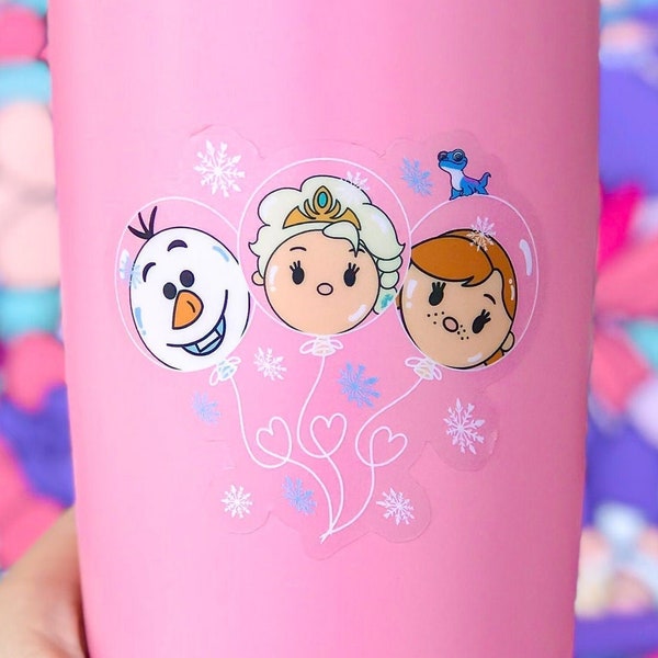 Elsa Olaf Anna Mickey Balloon | Frozen | Bruni | Clear Sticker |  Disney Sticker | Tumbler phone case decal water bottle laptop gift for her