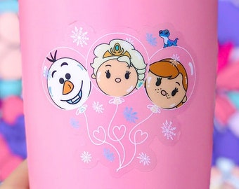 Pegatina transparente de Frozen / Calcomanía de globo de Disney Elsa Anna Olaf