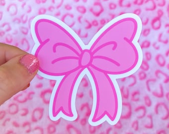 Pink Bow Sticker | Preppy Waterproof Vinyl Decal