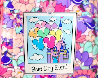 Llavero acrílico del Castillo de Disney / Colgante para bolso con foto Polaroid