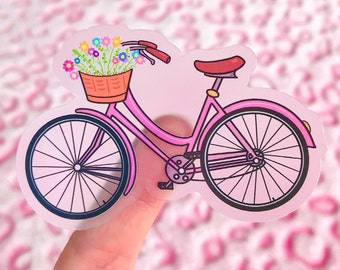 Bicycle Sticker | Floral Sticker | Clear Sticker | Waterproof | Laptop & Tumbler Sticker | Planner Cellphone Water Bottle Hydroflask