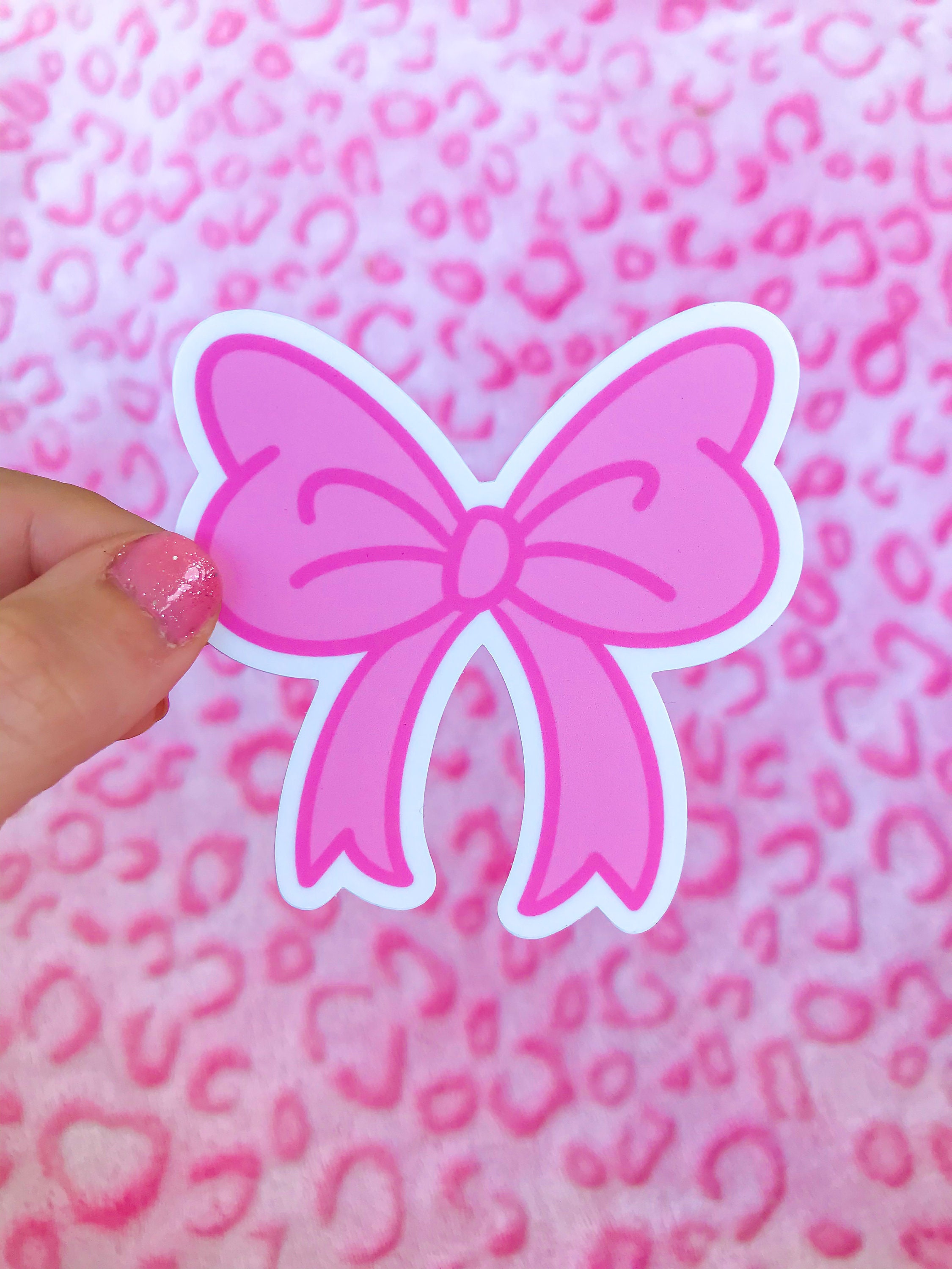 Pink Bow Sticker Cute Preppy Sticker Waterproof Decal | Etsy