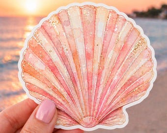 Pegatina de concha de vieira estilo preppy, calcomanía con estética playera costera, pegatina de concha estilo Palm Beach, pegatina de vinilo náutica del océano, pegatina linda para portátil