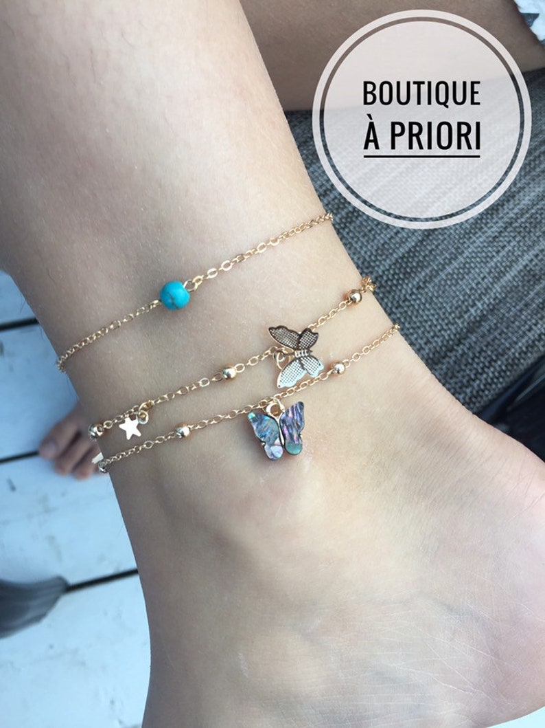 Download Triple Layers Anklets Anklets Butterfly Anklet Layers Anklet Boho Anklet Multilayer Anklet Body Jewelry Jewelry