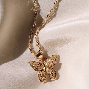 Gold butterfly necklace, , 18k gold plated Butterfly Necklace, butterfly pendant necklace ,charm butterfly necklace ,gold butterfly necklace