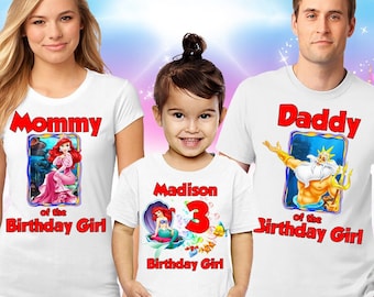 Ariel Birthday Shirt: Personalized Little Mermaid Family Party Tee