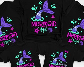 Mermaid Birthday Family Matching Shirts: Party Tee