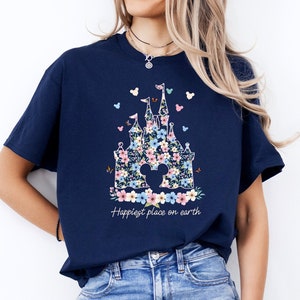 Vintage Disney Castle Floral Shirt | Happiest Place on Earth Tee | Magic Kingdom Retro Design | Disney World Memory | Special Gift