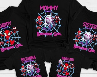 Ghost Spider Birthday Shirt: Spidey and Friends, Custom Party Tee