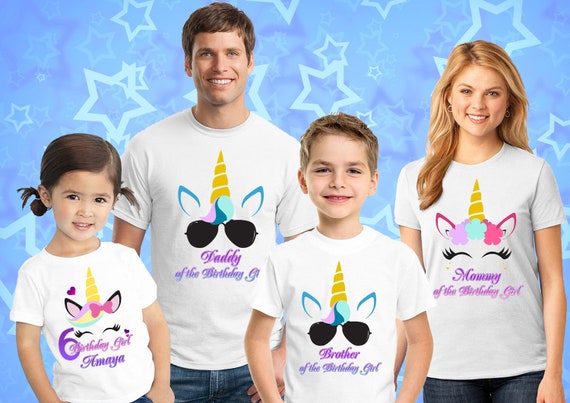 unicorn birthday shirts family