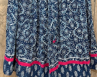 Pure Cotton Indigo Skirt / One SIze / Free Shipping in US