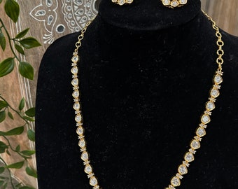 Long Indian Necklace Set / Kundan Inspired / Free Shipping in US