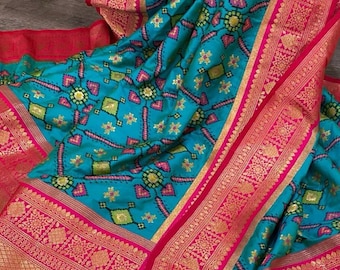 Blue Banarsi Patola Dupatta /Free Shipping in US