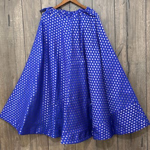 Blue Banarsi Brocade Lehenga Skirt  / fits upto waist 38 inches/ Free Shipping in US
