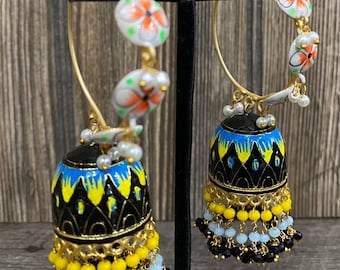 Beautiful Meenakari Hoop Bali / Multicolor Earrings/ Free Shipping in US
