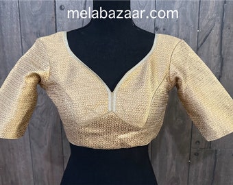Camicetta in broccato oro antico per sari, lehenga / Spedizione gratuita negli Stati Uniti