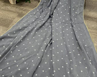 Fine Georgette Gray Dupatta /Stole/Wrap/ Free Shipping in US