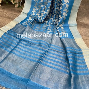 Silk Linen Banarsi Dupatta /stole/wrap, Free Shipping in US